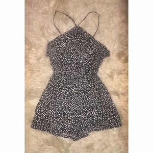 High neck cross back romper
